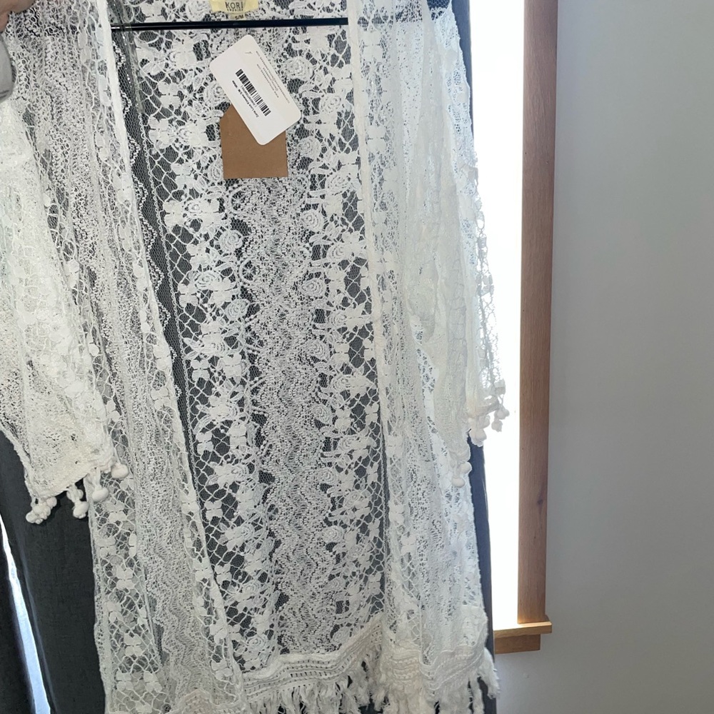 White Lace Kimono Cardigan